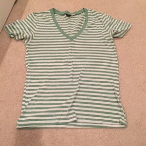 Green and white striped cotton tea with stretch!